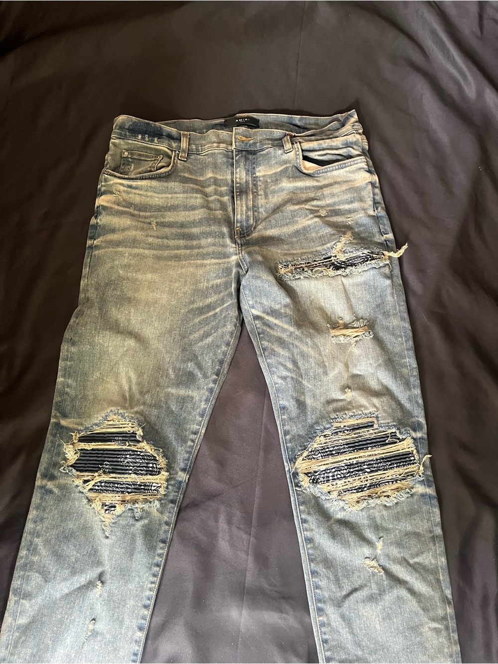 AMIRI Distressed Light Blue Skinny Jeans